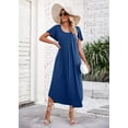 thumbnail image 4 of Ekouaer Women's Nightgowns Long Sleepshirt Short Flare Sleeve Sleepwear Soft Night Shirts with Pockets, 4 of 6