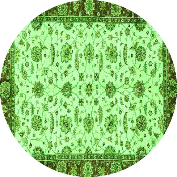 Ahgly Company Indoor Round Oriental Green Traditional Area Rugs, 3' Round