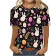 thumbnail image 2 of QUNYINEY Short Sleeve Women's T-Shirts Casual Crew Neck Easter Tops Pullover Loose Cute T-Shirts, 2 of 5