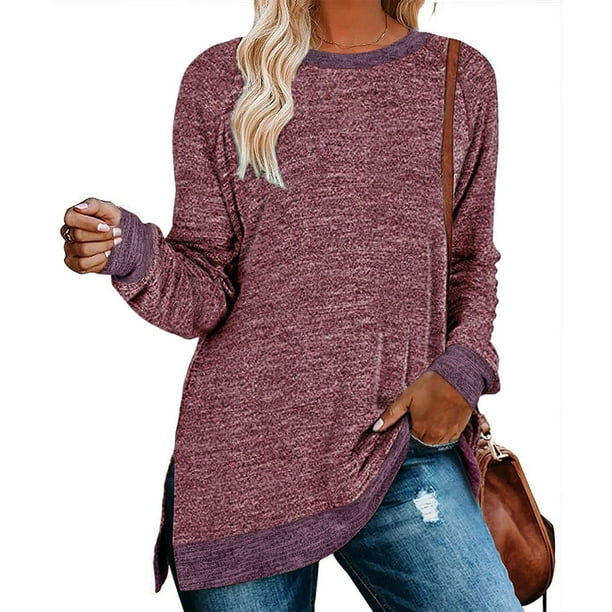 Women Comfortable Blouse, Round Neck Long Sleeve Blouse Soft For Shopping For Female For Travel ANGGREK Otros