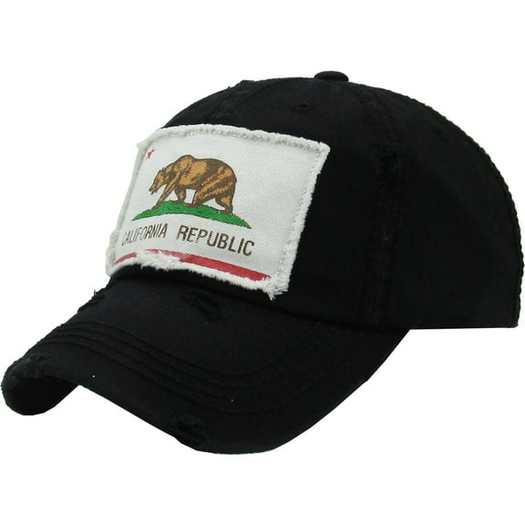 California Republic Vintage Distressed Washed Baseball Hat Cap