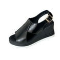 thumbnail image 2 of Women's Wedge Sandals Strappy Summer Sandals Dressy Black 8.5, 2 of 5