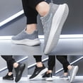 thumbnail image 2 of Running Shoes for Men Women Thick Soft Sole Sneakers Mesh Walking Shoes with Arch Support Lace up Nonslip Tennis Shoes Gray Size 8.5, 2 of 7