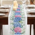 thumbnail image 3 of Table Runners 72 Inches Long Dress Scarves, Blue Pink Hydrangea Farmhouse Kitchen Table Runner, Coffee Tablerunners, Eucalyptus Leaves Wooden Summer Botanical 16x72 Inch, 3 of 9