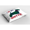 thumbnail image 2 of Ambesonne Scottie Dog Pillow Sham 2 Pack, I Heart My Scottie Text, 26"x20", Dark Blue Green and Ruby, 2 of 3