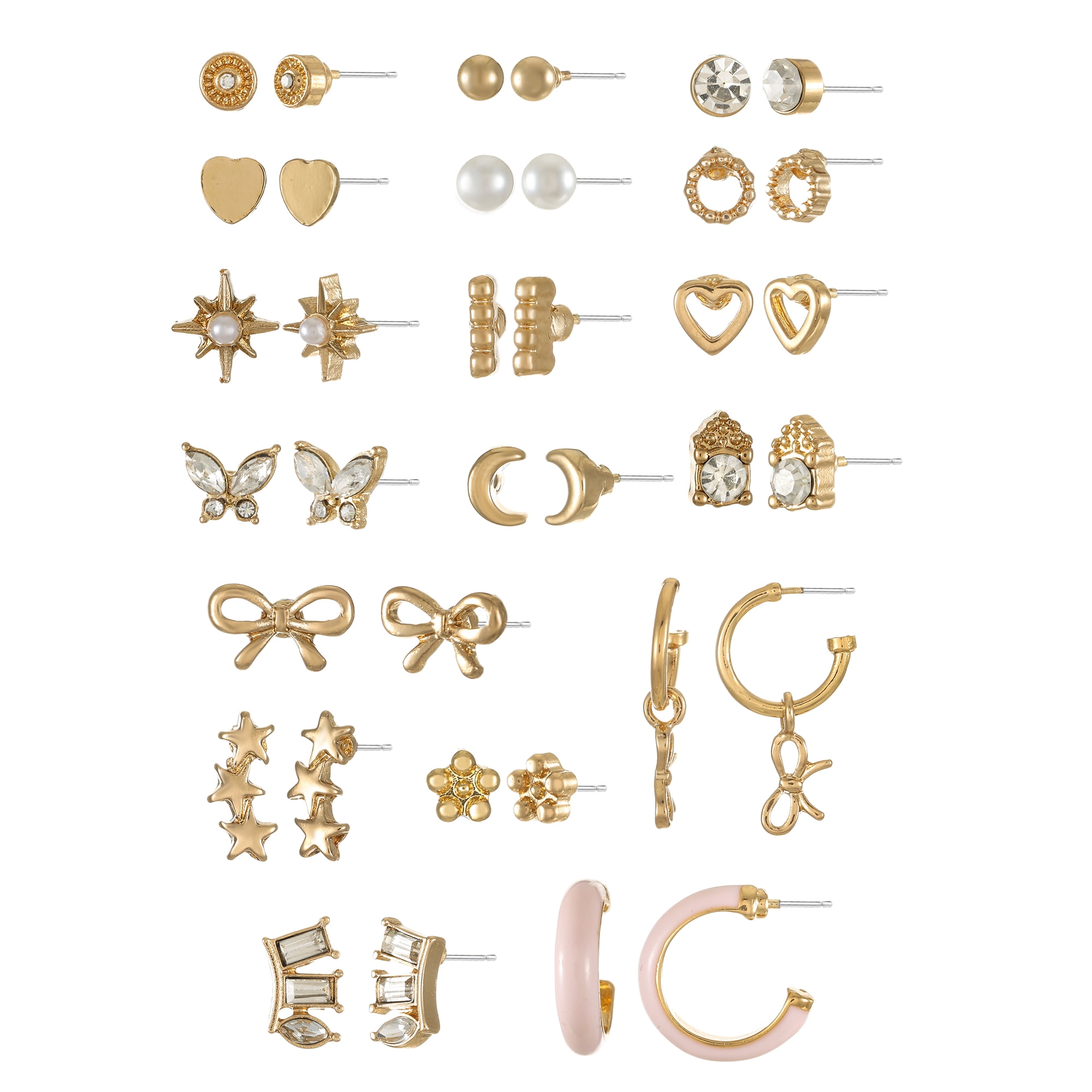 No Boundaries Post Earring Pack, Gold Tone, 18 Pairs
