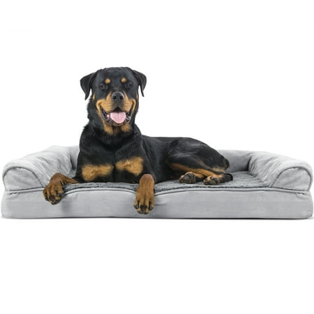 FurHaven Pet Dog Bed | Orthopedic Ultra Plush Sofa-Style Couch Pet Bed for Dogs & Cats, Gray,