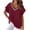 Wine, variant on Raeneomay Oversized T Shirts for Women Classic V-Neck Collar Solid Color Lace Splicing Short Sleeve T-Shirt Blouse Tops