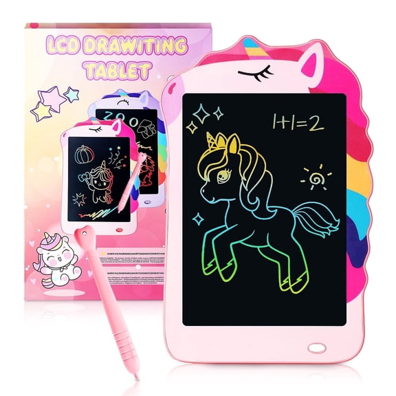 Decute 8.5" Unicorn LCD Writing Tablet Set with Safety Strap & Lock - Kids Drawing Board, Educational Toys Age 3