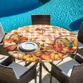 thumbnail image 6 of Plaid Pumpkins Fall Round Tablecloth, Fitted Table Cover with Elastic for 45"-54" Round Tables, Harvest Thanksgiving Botanical Leaves Table Cloth Outdoor Indoor Dinning Party Waterproof Tablecloths, 6 of 7