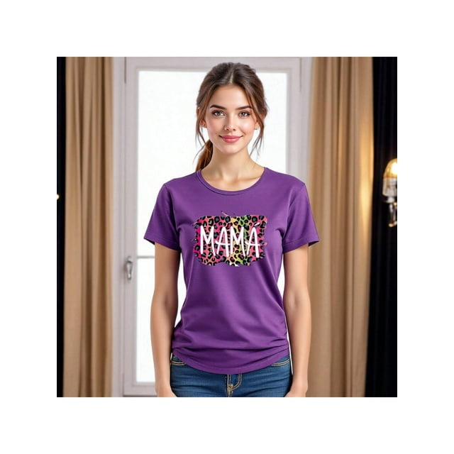 Playera Blusa Mama Mamá Fieramente Increíble – Estilo Animal Print con Actitud Color Morado Talla Extra Grande Marca Emil SaEs