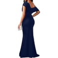 thumbnail image 4 of Women'S Off Shoulder Elegant Sleeveless Bodycon Long Formal Party Evening Dress Navy Blue L, 4 of 10