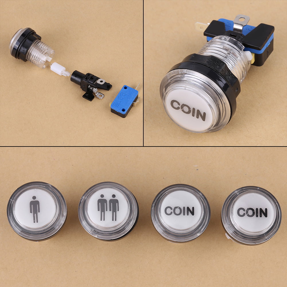 2 Player DIY Arcade Push Buttons for Arcade Machine Arcade Games 4 /× LED Arcade Button Kit Part 1 Player LED Coin Buttons