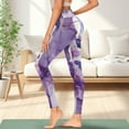 thumbnail image 3 of COEQINE Women Buttery Soft Yoga Leggings with Pockets Tummy Control Breathable High Waisted Gym Pants Violet Butterfly Marble 4-Way Stretch Hip Lift Tights for Shopping, XS, 3 of 7