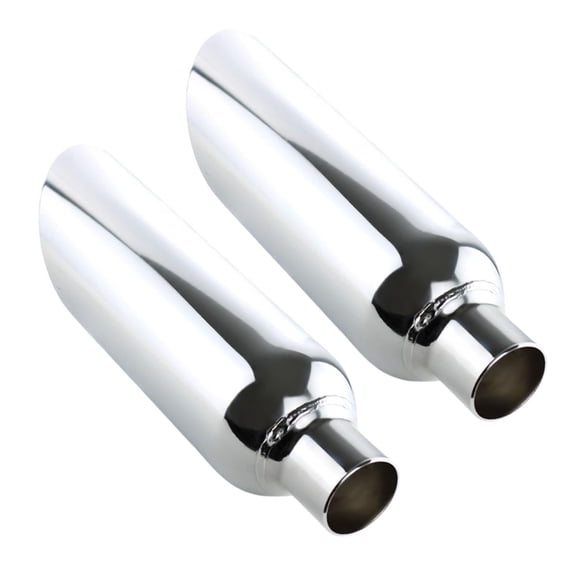 Colt Exhaust | Pair of Angle Cut Stainless Steel Exhaust Tips 2.5" Inlet 5" Outlet 17" Length | Automotive Replacement Part