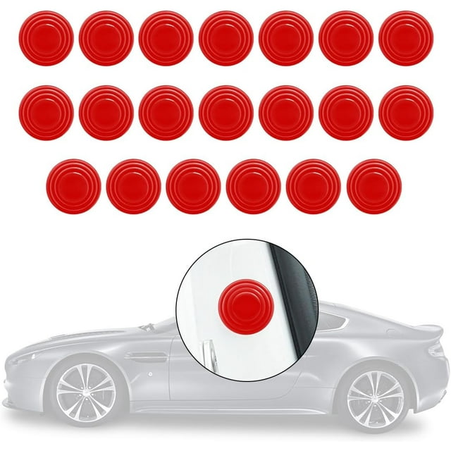 Yazoeia Car Door Shock Absorber Anti-Collision Gasket, 20 PCS Silicone Sound Insulation Stickers, Universal Auto Door Protection Sticker, Vehicle Accessories Fit for Most Cars (Red) CJC912-115762