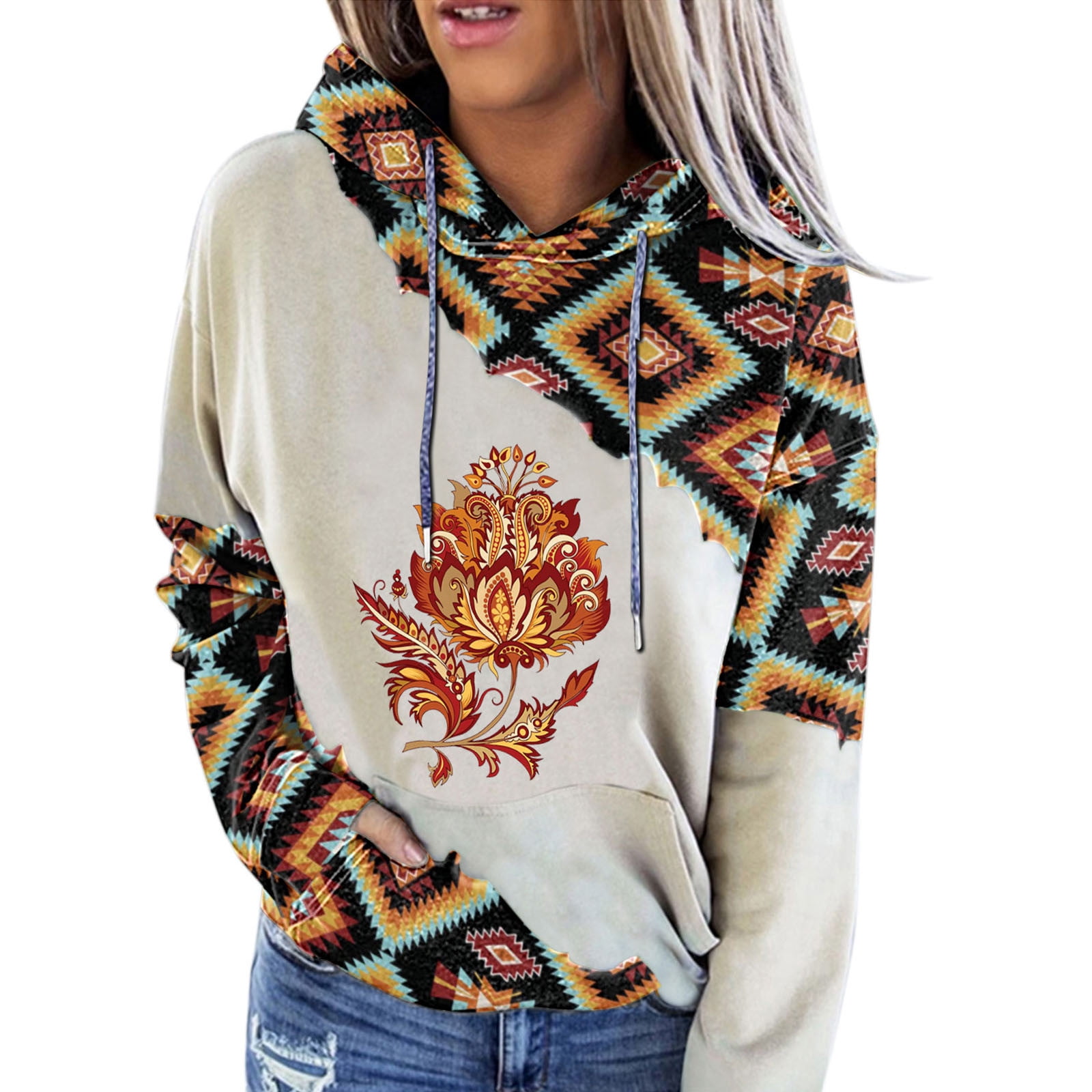 Women's Western Ethnic Print Sweatshirt 