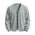 thumbnail image 5 of Guluxicc Fleece Jackets for Men Loose V Neck Button Down Long Sleeve Solid Knit Jackets with Pockets for Lounge Everyday Fall Winter, 5 of 5