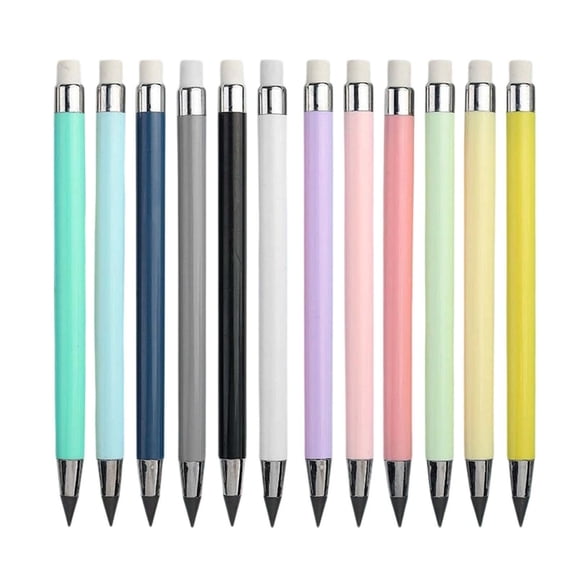 12 Pcs Everlasting Pencils, Reusable Inkless Eternal Forever Pencil With Eraser, No Sharpening Needed Writing Pencil for Writing Drawing Sketching