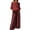 Brick Red, variant on Women's Off Shoulder Satin Two Piece Set, Elegant Crop Top and Wide Leg Pants, Tie Waist Casual Set, Evening Outfit, Beach Party Jumpsuit Alternative Blackish Green L
