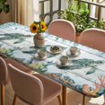 thumbnail image 3 of Sea Turtle Coastal Table Cloths for 8 Foot Rectangle Tables, Summer Nautical Starfish Coral Grey Wooden Patio Waterproof Elastic Fitted Tablecloths, Washable Rectangular Table Cover for Camping, 3 of 8