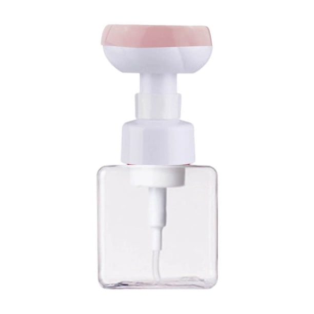 Botella dispensadora de jabón espumoso floral para lavado de manos y limpieza facial. Envase vacío recargable.