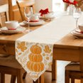 thumbnail image 2 of Thanksgiving Pumpkin Table Runner Linen Burlap Table Runner 72 Inches Long Farmhouse Orange Maple Leaves Dresser Scarves for Kitchen Island Coffee Dining Room Party Wedding Holiday Decoration 14"x72", 2 of 8
