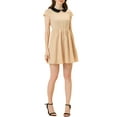 thumbnail image 1 of INSPIRE CHIC Robe Femme Peter Pan Col au-Dessus du Genou Fermeture Éclair Cachée Dos Ligne A m Beige, 1 of 6