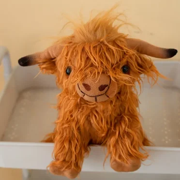 Cute Scottish Highland Cattle Plush Baby Cow Stuffed Animal Toy-11 Inches