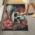 thumbnail image 2 of SKYSONIC Toiletry Mat Skull Hat Rose Print, Fluffy Plush Absorbent Bath Rugs Carpet with Non Slip Bottom for Bathroom Floor Toilet Tub and Shower, 2 of 7