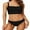 Black, variant on Sociala Bikini Set for Women Two Piece Swimsuits Low Waisted Adjustable Spaghetti Straps Back Tie Backless