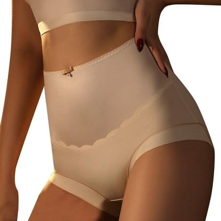 Icvfdpl Briefs For Women Leopard Print High Waist Belly Lift Plus Size Traceless Ice Silk Silk Comfortable Skin-Friendly Womens Panties White Xl