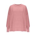 thumbnail image 4 of FRSASU Women's Casual Long Sleeve Sweaters Loose Crewneck Knit Solid Pullover Sweater Tops Hot Pink, 4 of 7