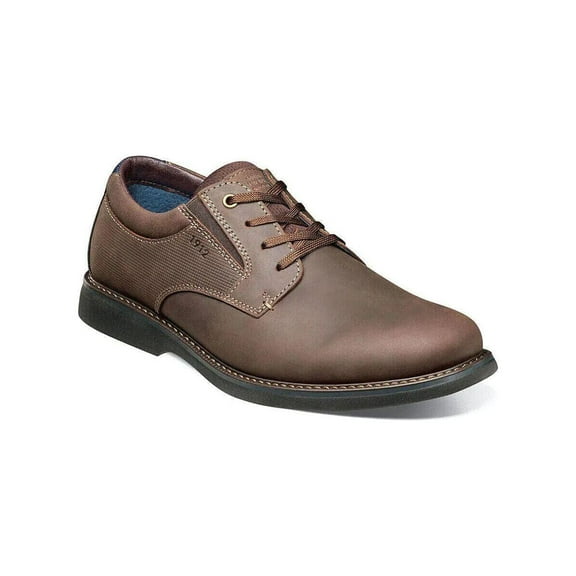 Nunn Bush Men's Otto Plain Toe Oxford Leather Lace Up with Lightweight Sole, Brown Crazy Horse, 10 Medium