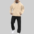 thumbnail image 2 of hotojiny Track Suits for Men 2 Piece Set Full Zip Jacket Workout Hooded Sweatshirt Casual Active Loose Fit Pants Matching Sweatsuit(Khaki,X-Large), 2 of 7