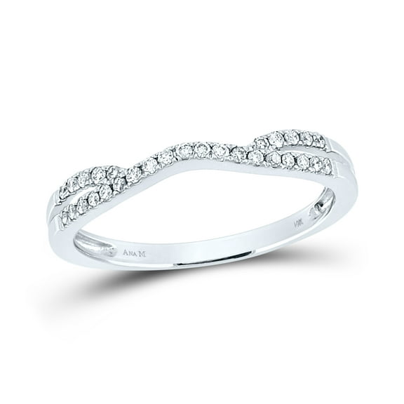 14K White Gold Womens Round Diamond Contour Wrap Ring Guard Enhancer 1/6 Cttw, Womens Size: 5-10