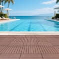 thumbnail image 5 of 24 Pack DIY Interlocking Deck Tiles,12"x24" Plastic Waterproof Outdoor Patio Tiles,All Weather Use, Patio Floor Decking Tiles for Porch Poolside Balcony Backyard,Brown, 5 of 8