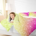 thumbnail image 4 of jejeloiu Green Pink Sequin Print 7pcs Bedding Comforter Set Kids,Dreamy Princess Style Queen Bedding Sets For Girls,Reversible, 4 of 7