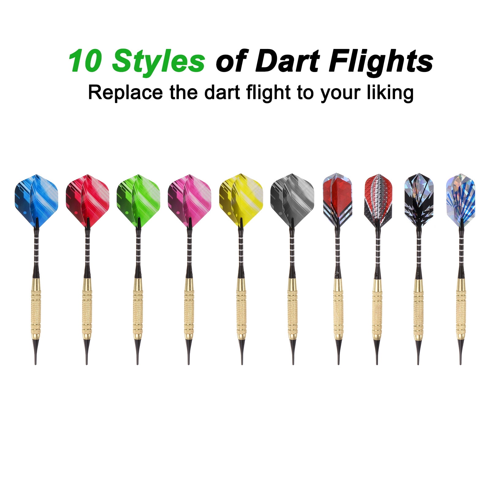 Soft Tip Darts Set- 12Pcs Plastic Tip Darts 100 Extra Dart Tips 18 Dart Flights with Dart Case