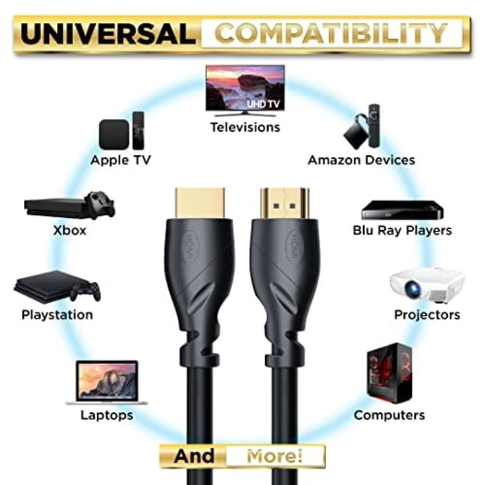 PowerBear 4K HDMI Cable for TV, Braided Nylon and Gold Connectors HDMI Cord, 4k @ 60hz, Ultra HD, 2K, 1080p, ARC and CL3 Rated for Laptop, Monitor, Ps5, Ps4, Xbox One, and Apple TV, 50 feet, 1 Pack