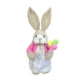 thumbnail image 1 of Easter Decorations Easter Straw Bunny Figurine, 14" Cute Rabbit Holding Carrot Straw Rabbit Decor Statue, Easter Decorations for Home (B), 1 of 6