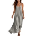 thumbnail image 2 of Aimik Women's Loose Flowy Maxi Dress Summer Spaghetti Strap V Neck Solid Maxi Dress Lightweight Beach Vacation Long Sundress, 2 of 5