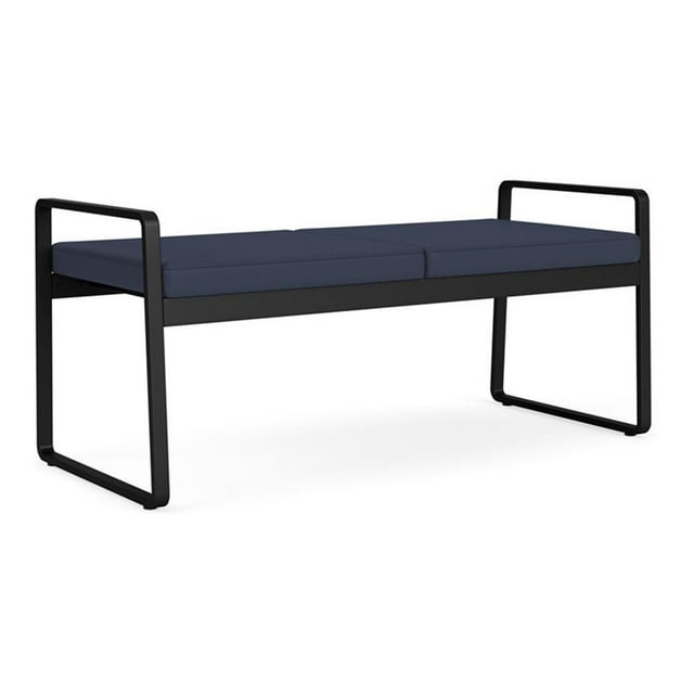Banc 2 Places pour Réception Salle d'Attente Soins de Santé / Acier Noir / Bleu