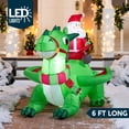 thumbnail image 2 of Papá Noel inflable navideño Joiedomi de 1,8 m montando un dragón verde, 2 of 9