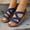 Blue, variant on Eltusu Women's Flat Sandals, PU Open Toe Soft Bottom Ankle Strap Summer Shoes Black Size 8.5