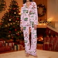 thumbnail image 2 of Cnbwig Lounge Set Womens 2 Piece Outfits Christmas Floral Graphic Printed Soft Pajama Long Sleeve Top with Long Pants Cozy Loungewear Holiday Casual Sleep Wear Outfit Pajamas Sets I-Pink S, 2 of 7