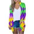 thumbnail image 2 of LOVZFMLL Vestes pour Femmes Imprimé Manches Longues Blouse Décontractée avec Poche Cardigan Manteau, 2 of 6