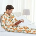 thumbnail image 4 of Salouo Peaches Print Button-Front Long Sleeve Pajama Set for Men, Soft 2Pjs Men's Long Sleeve Sleepwear -XX-Large, 4 of 7
