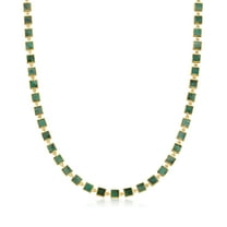 Ross-Simons 30.00 ct. t.w. Emerald Square-Link Necklace in 18kt Gold Over Sterling, Women's, Adult