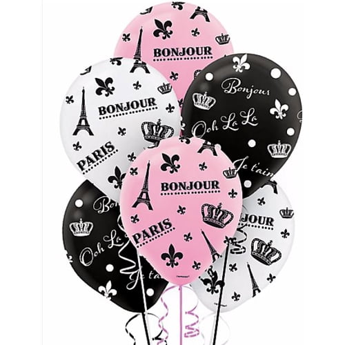 Bridal Shower 'A Day in Paris' Latex Balloons (6ct)
